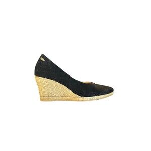 Viscata Barcelona Womens Black V cut Canvas Wedge‎ Espadrilles Euro Size 36 Us 6